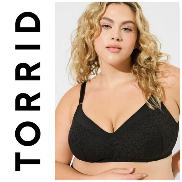 torrid Other - New Torrid 360 Back Smoothing Wire Free Lightly Lined Bra Black Leopard Sz 46C